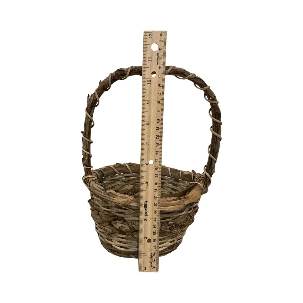 Rustic Handcrafted‎ Twig and Grapevine Gathering Basket Brown 7x10.5x4 Small